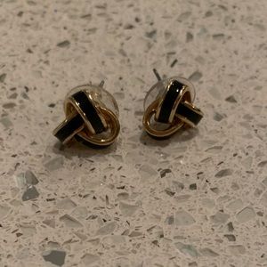Black and gold post earrings